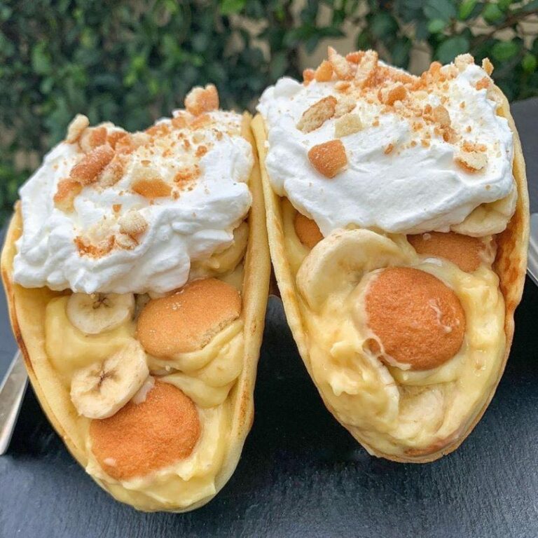 BANANA PUDDING TACOS – with vanilla wafer taco shell