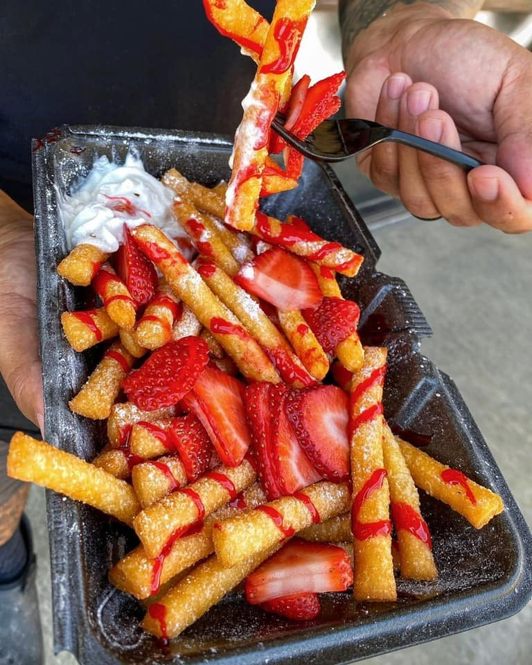 Strawberry Funnel Cake Fries