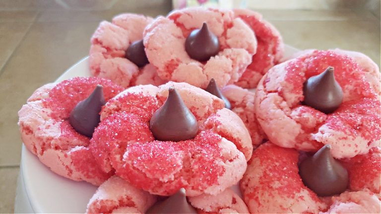 Chocolate Covered Strawberry Blossom Cake Mix Cookies