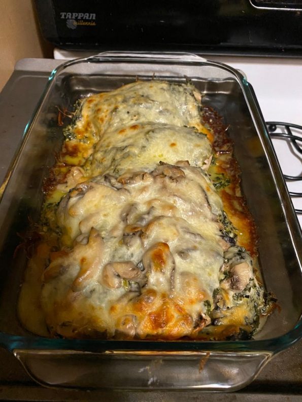 Smothered Chicken with Sauteed Mushrooms & Creamed Spinach