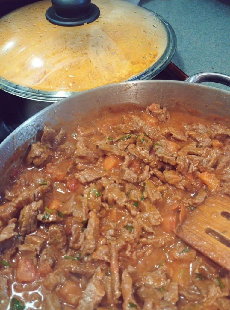 Carne Guisada with floor tortillas