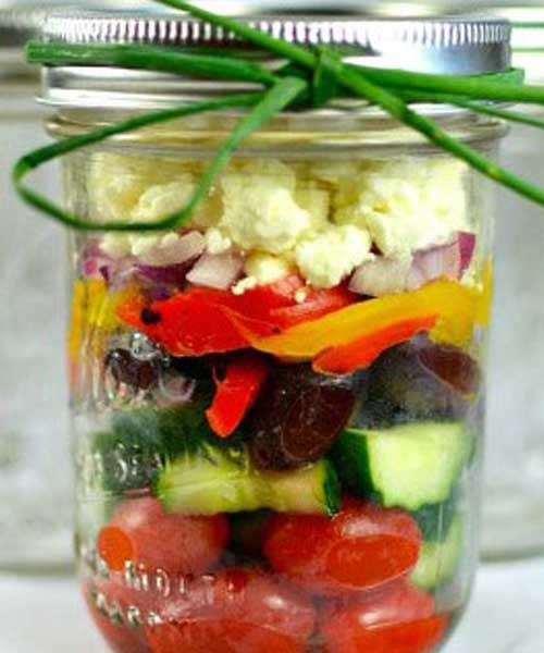 Chunky Mediterranean Mason Jar Salad