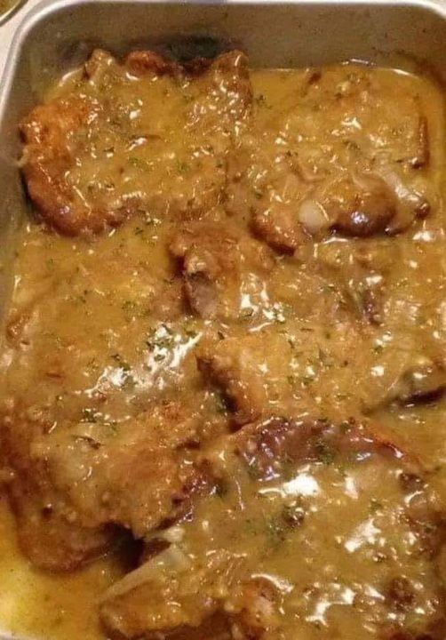 Smothered Pork Chops with Onions in Red Eye Gravy 😋😋 These will go so fast!