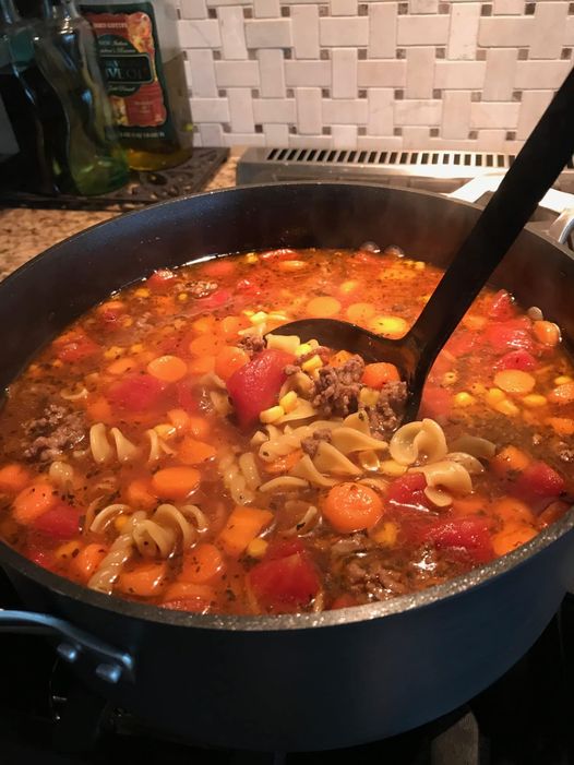 Vegetable Beef Noodle Soup is a family favorite!!