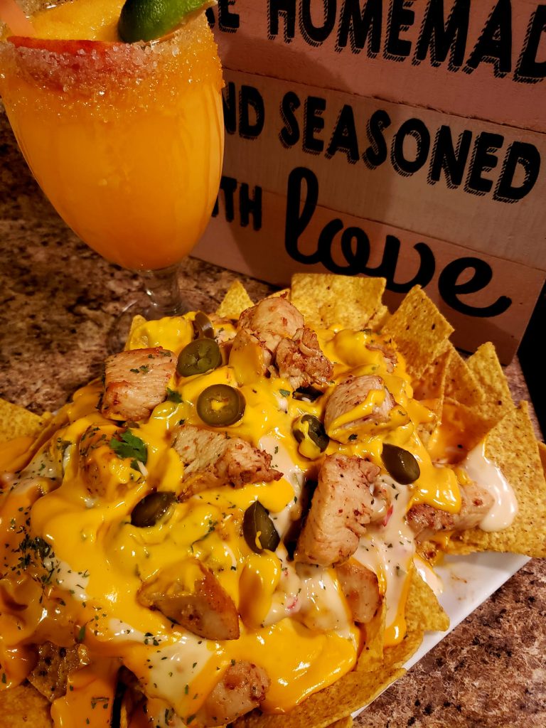 Loaded chicken nachos