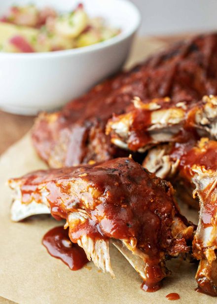 Pressure COoker Ribs with Slaw and Pickles