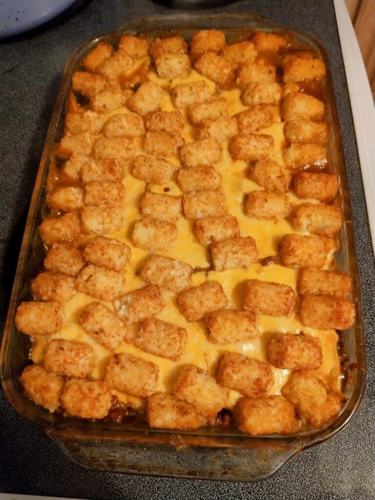 Chili dog tater tot casserole