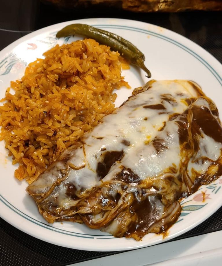 Homemade chicken mole enchiladas