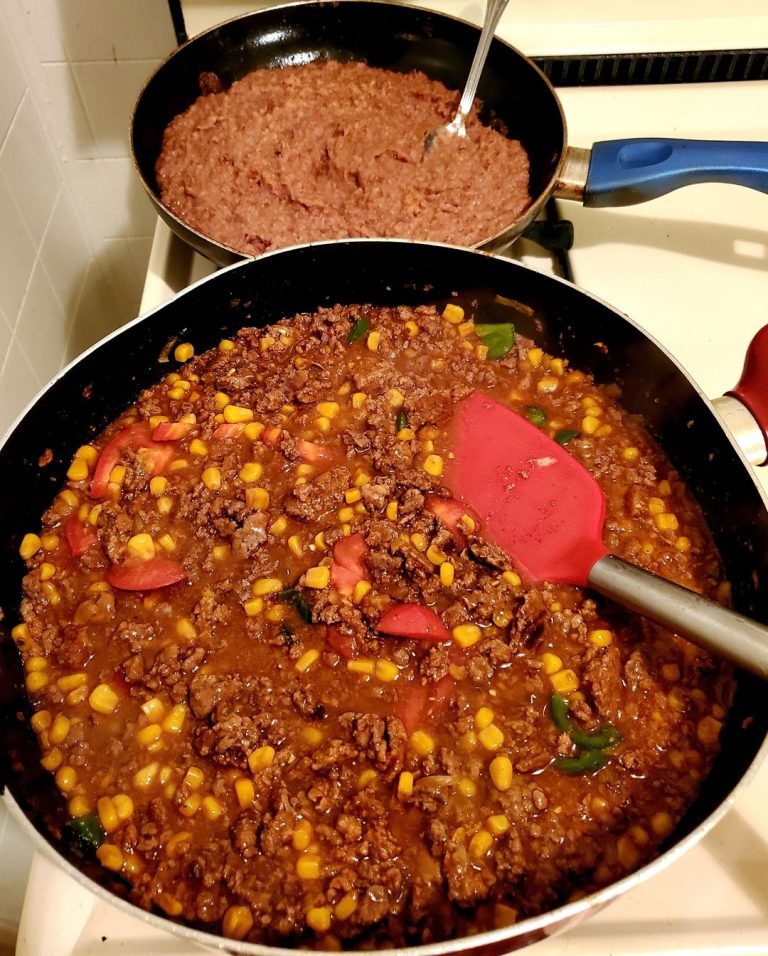 Homemade Carne picada con elote