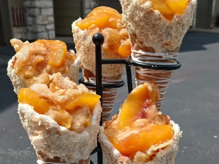 Peach Cobbler Stuffed Cones