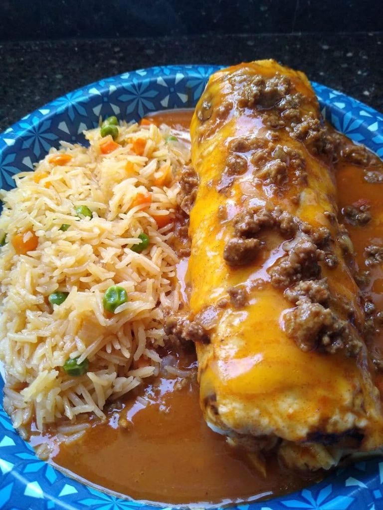 beef and bean red burrito