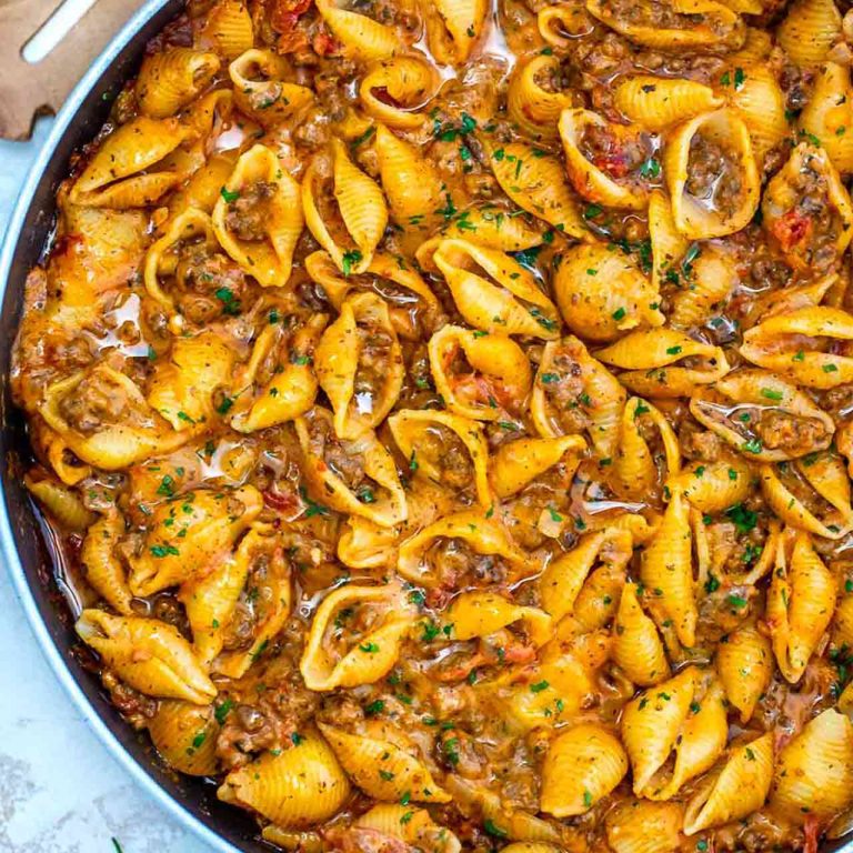 Recipes PASTA SHELLS WITH GROUND BEEF