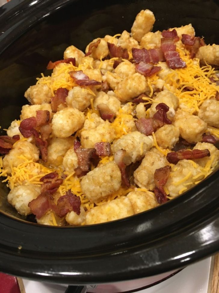 Crock Pot Cheesy Chicken Tater Tot Casserole Homemade 1678