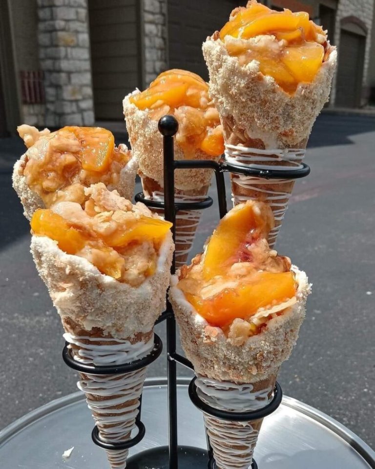 Peach Cobbler Cheesecake Cones