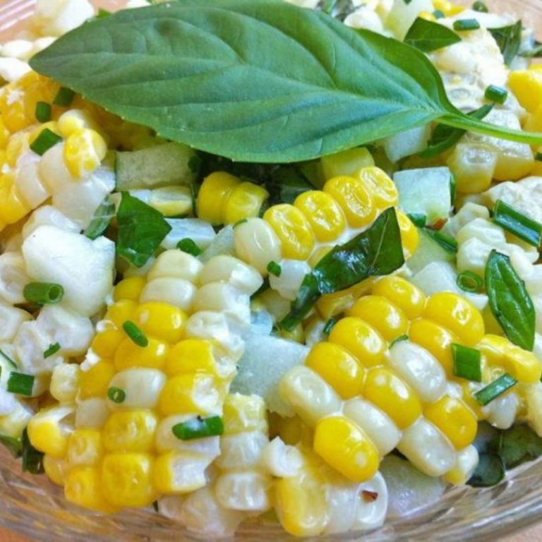 Basil Chive Cucumber & Corn Salad