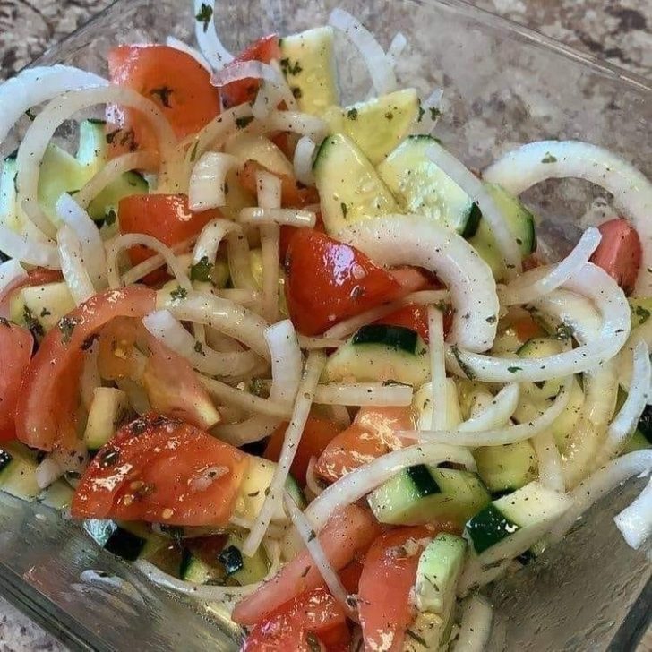 Cucumber Onion Tomatoes Salad￼￼