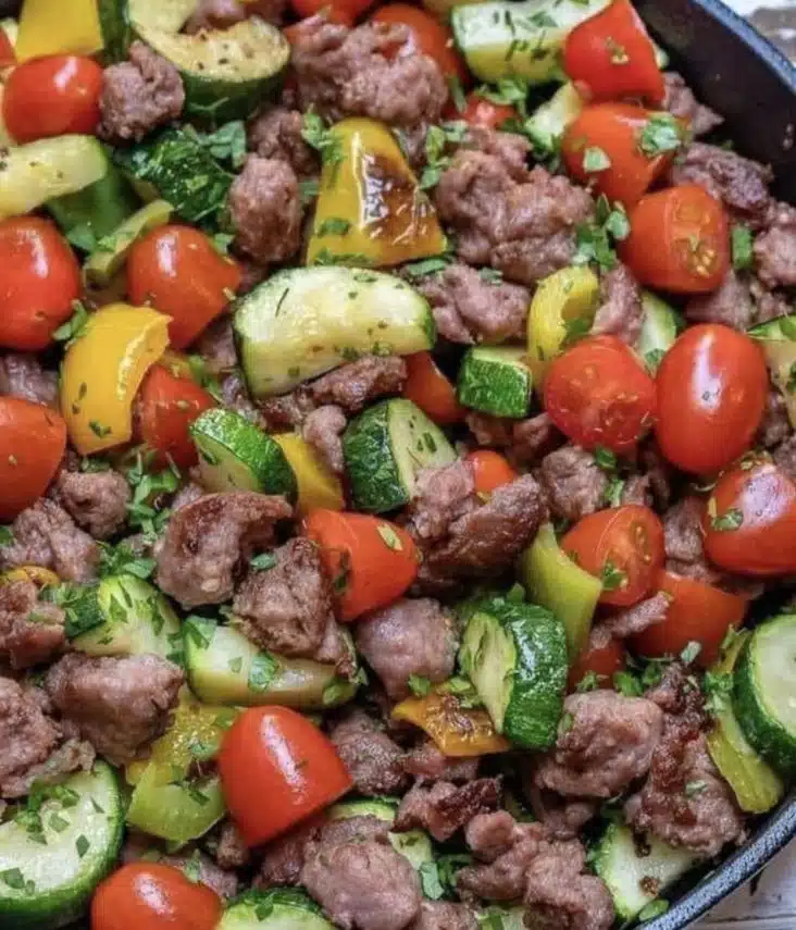 Easy Zucchini Beef Skillet