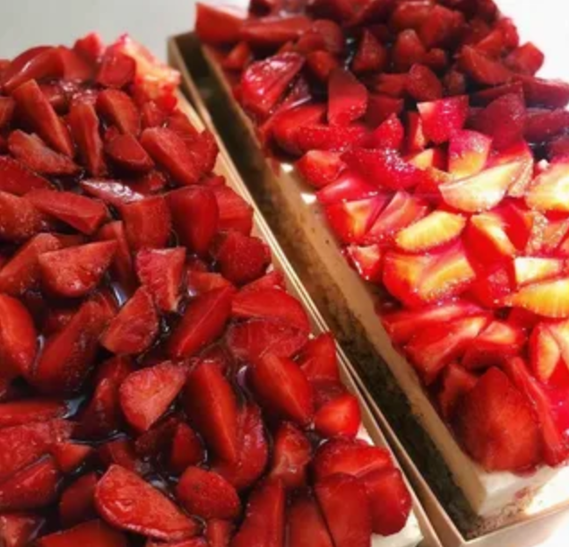 A Box Cake With Strawberry Cream Cheese Frosting