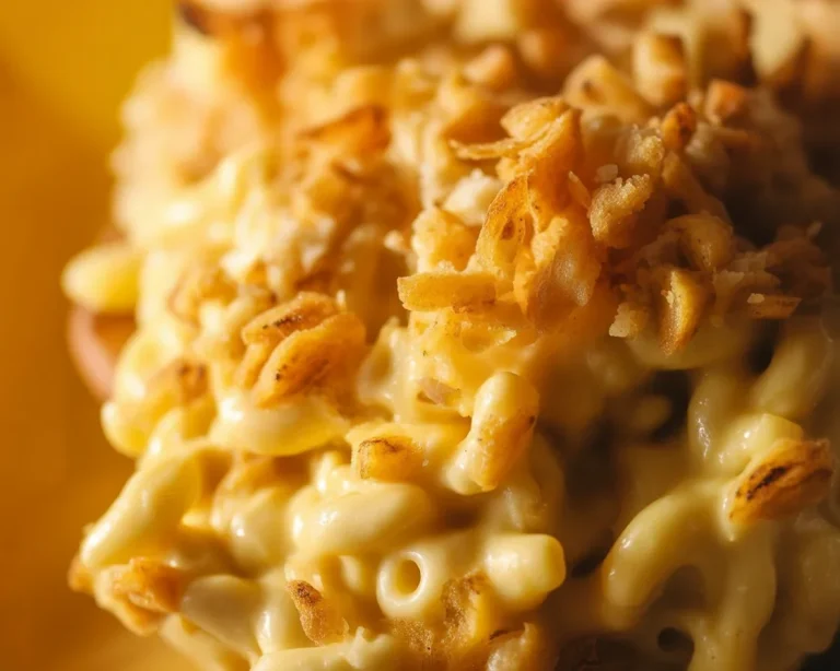 Creamy Vegan Mac and Cheese topped with breadcrumbs, ready in under 20 minutes
