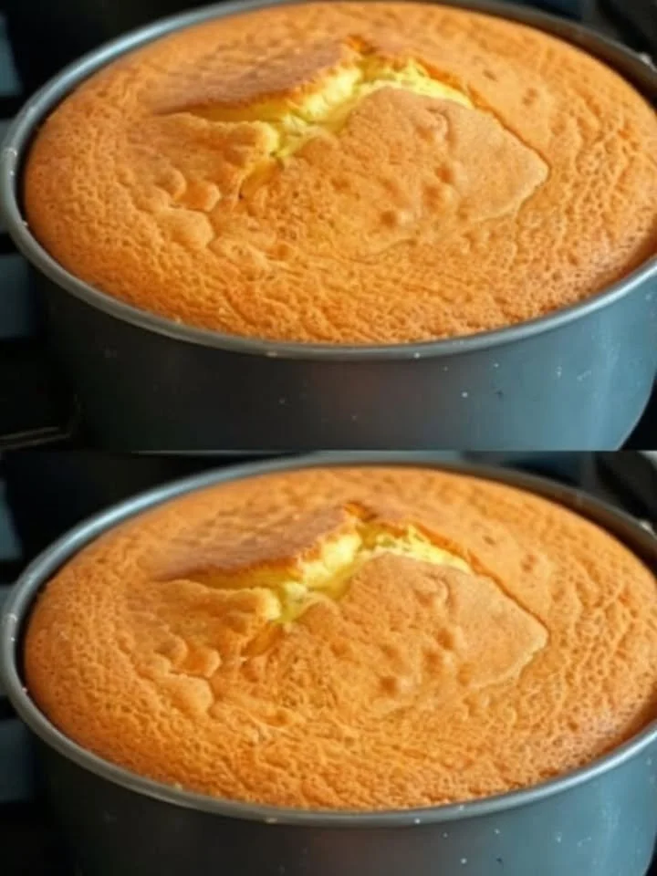 3-ingredient sponge cake displayed on a plate with fresh berries