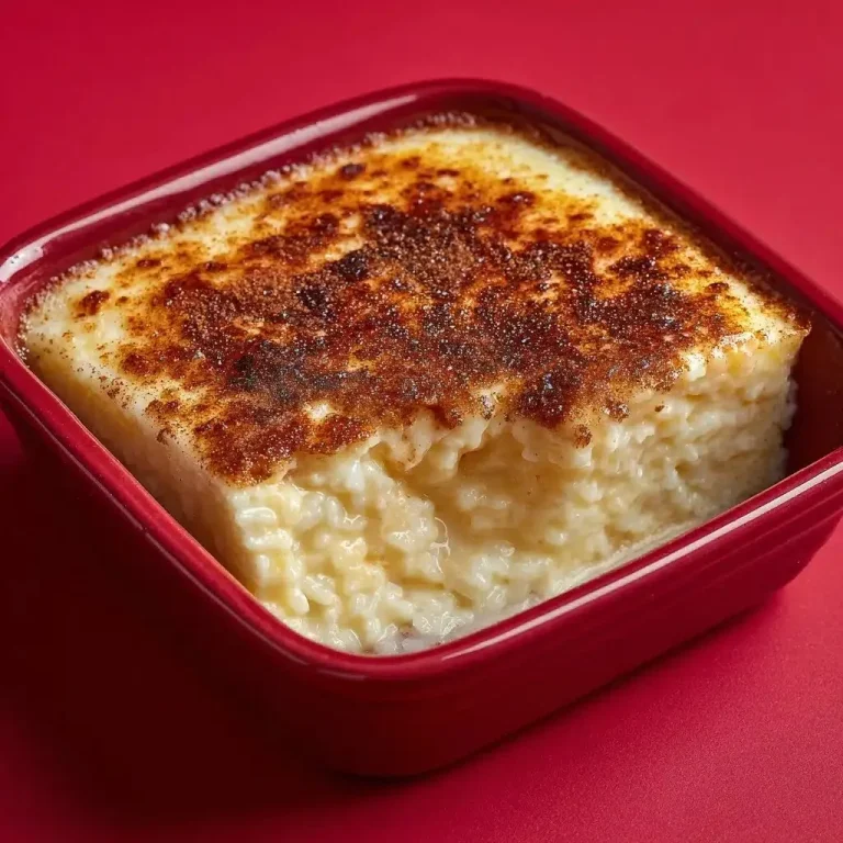 A delicious bowl of old-fashioned rice pudding topped with cinnamon and raisins.