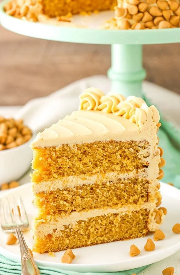 Delicious butterscotch layer cake with creamy frosting and layers