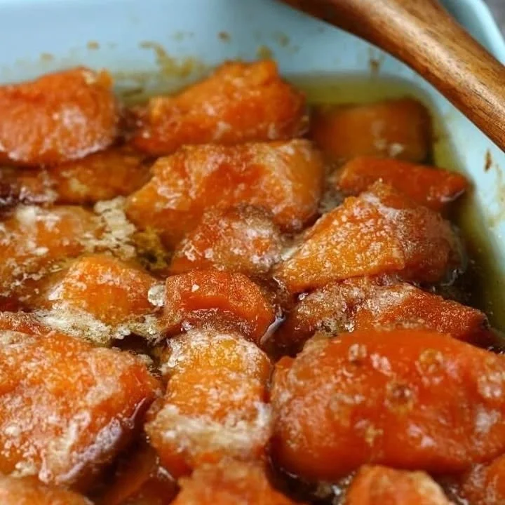 Deliciously glazed candied yams served on a festive table