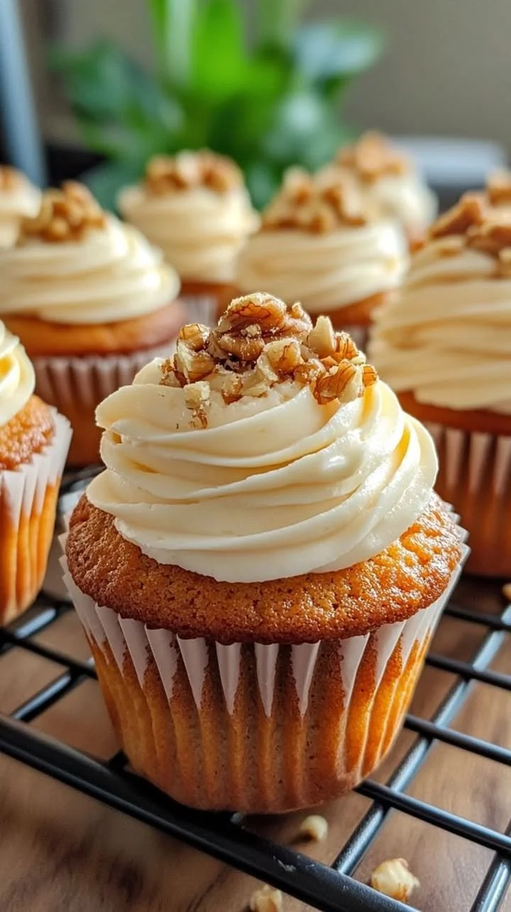 Delicious homemade carrot cake cupcakes with cream cheese frosting
