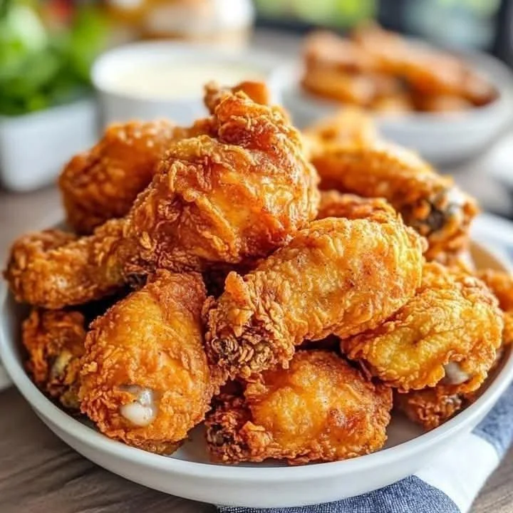 Crispy chicken batter coating on fried chicken