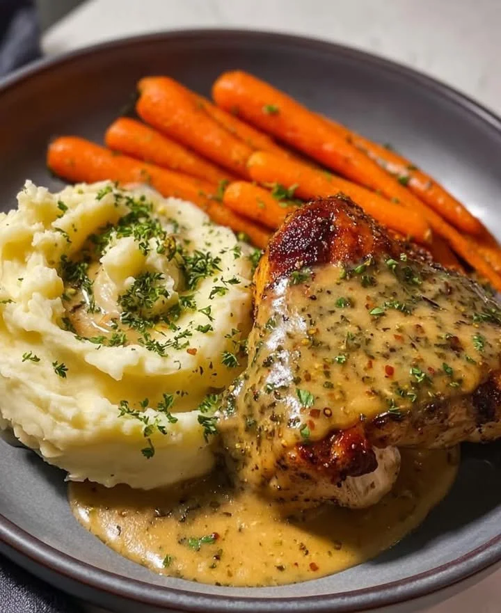 Juicy herbed chicken thighs garnished with herbs and spices for a flavorful dish.