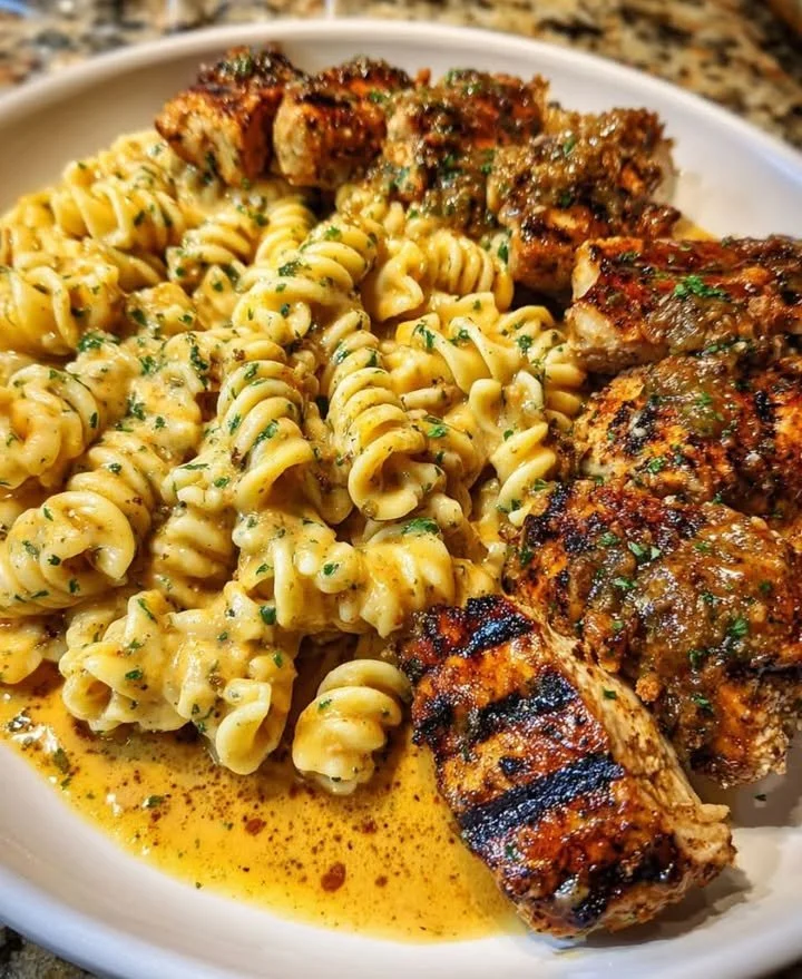 Creamy Cajun Chicken Pasta with vibrant spices and herbs