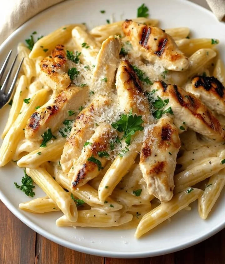 Creamy garlic parmesan dish with rich flavors and herbs