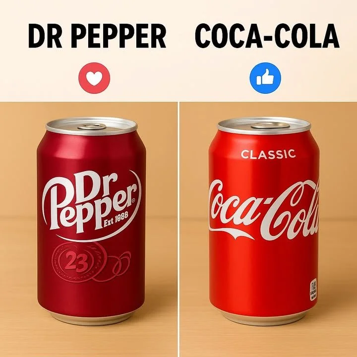 Dr Pepper soft drink showcasing its unique blend of 23 flavors including cherry and vanilla.