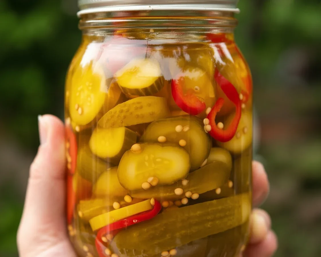 Crisp and tangy Amish Refrigerator Pickles made without canning, ready to enjoy in 24 hours.