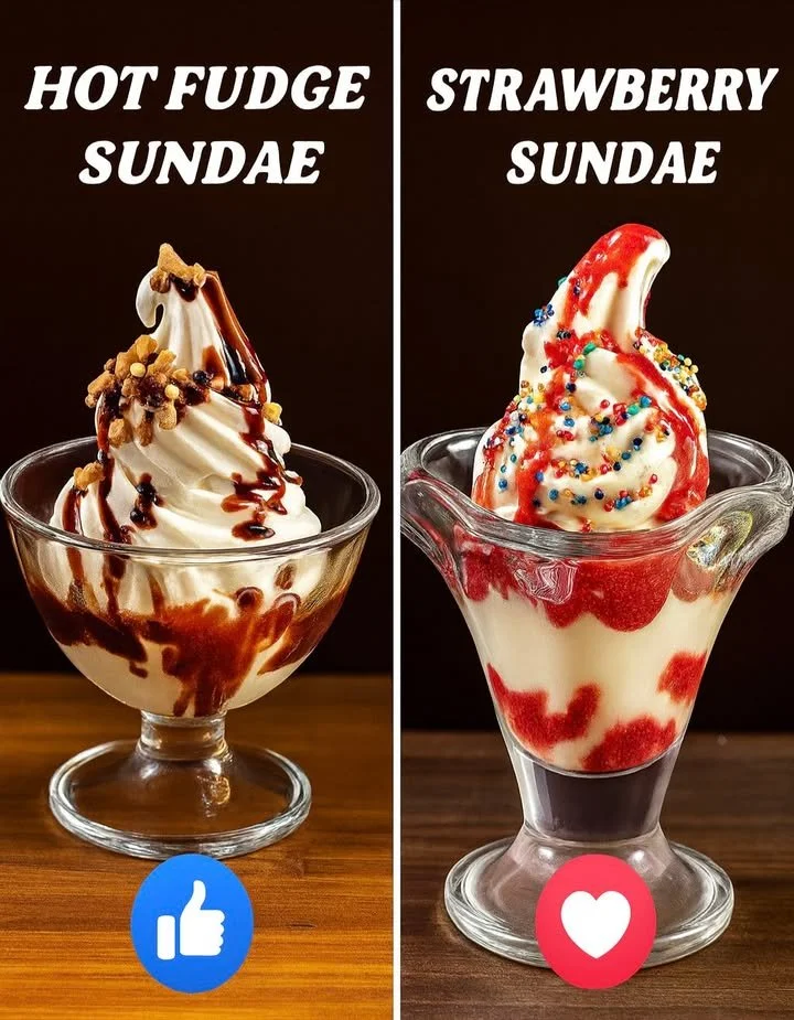 Delicious hot fudge sundae with ice cream, whipped cream, and a cherry on top.