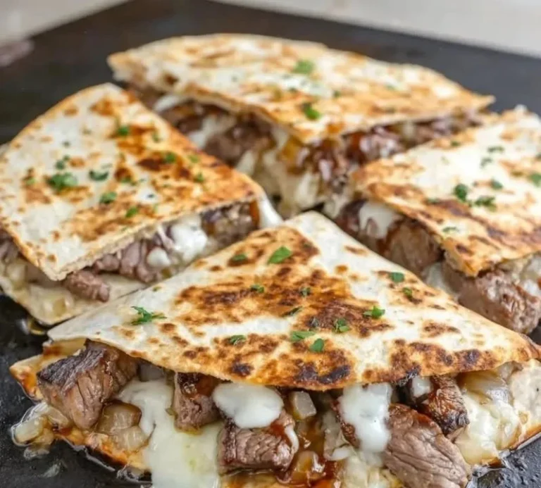 Delicious cheesy quesadilla wedges served hot and fresh.