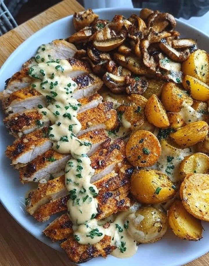 Delicious creamy double Parmesan chicken dish ready to enjoy