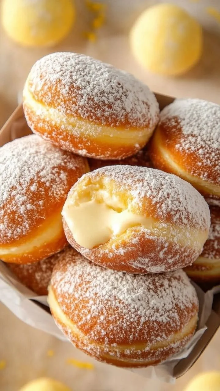 Delicious Milky Doughnuts with creamy filling and colorful sprinkles.