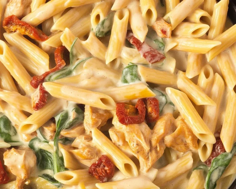 Delicious One-Pot Creamy Tuscan Chicken Pasta with sun-dried tomatoes and creamy sauce