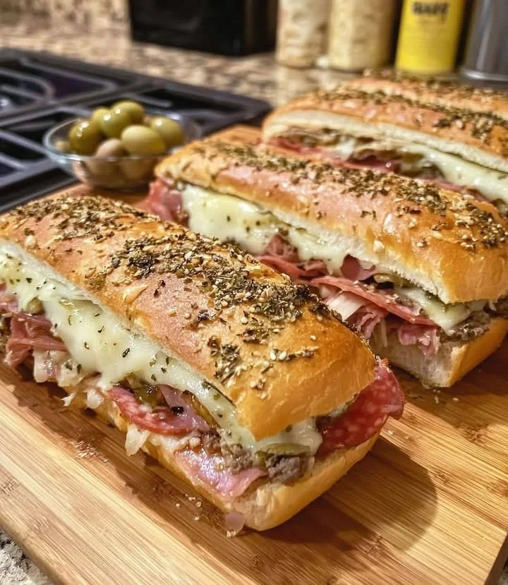 Italian Hoagie made with 5 simple ingredients showcasing its vibrant layers