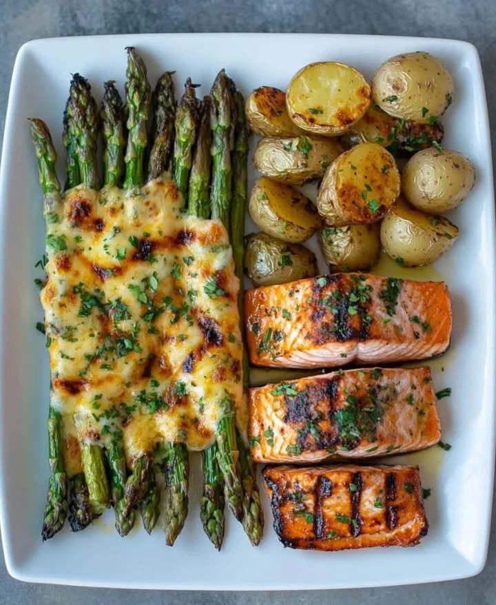 A beautifully served mouthwatering dinner plate with colorful vegetables and meat.