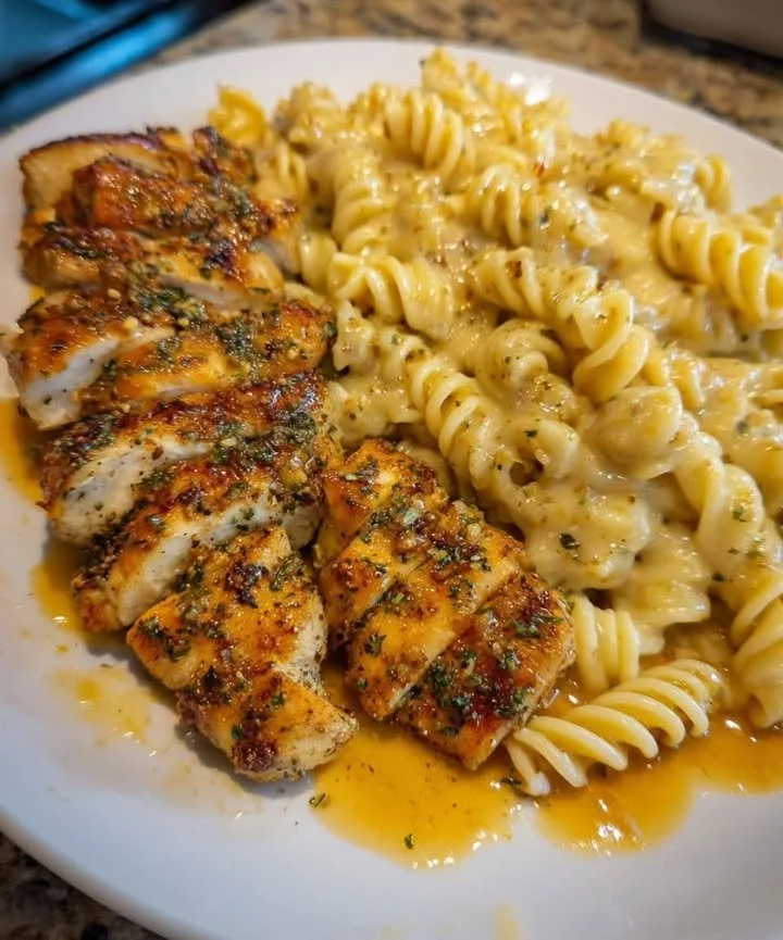 30-minute garlic chicken rotini dinner recipe ready to serve