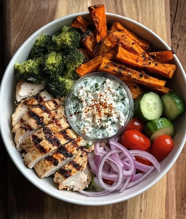 Colorful and nutritious power bowl filled with fresh ingredients and toppings