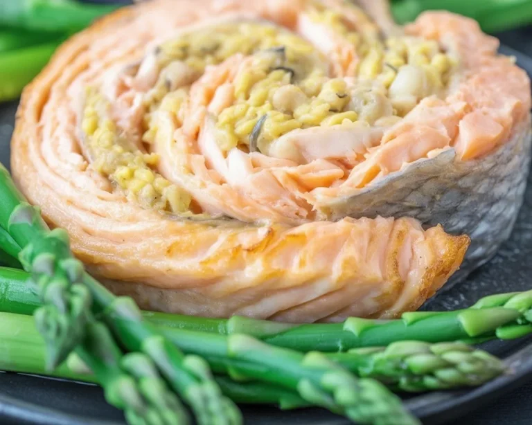 Elegant Crab & Shrimp Stuffed Salmon prepared for a special dinner.