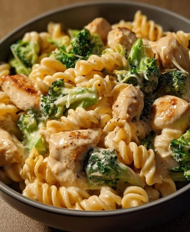 Easy creamy chicken dinner dish prepared with savory ingredients