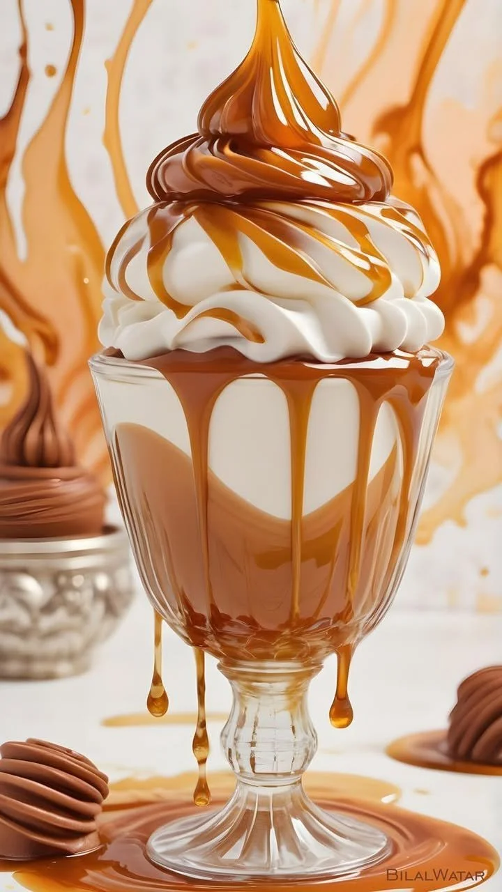 Delicious Caramel Sundae topped with whipped cream and nuts