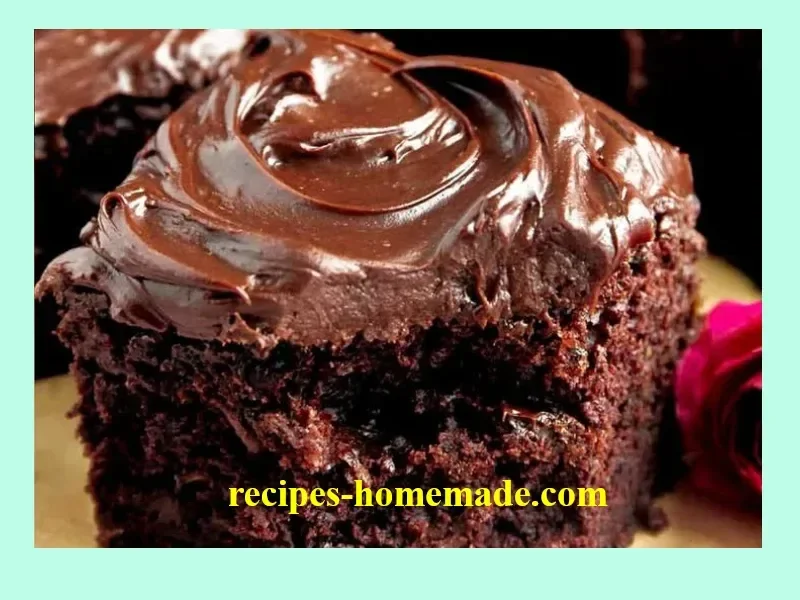 Decadent chocolate chip brownies drizzled with rich chocolate sauce.