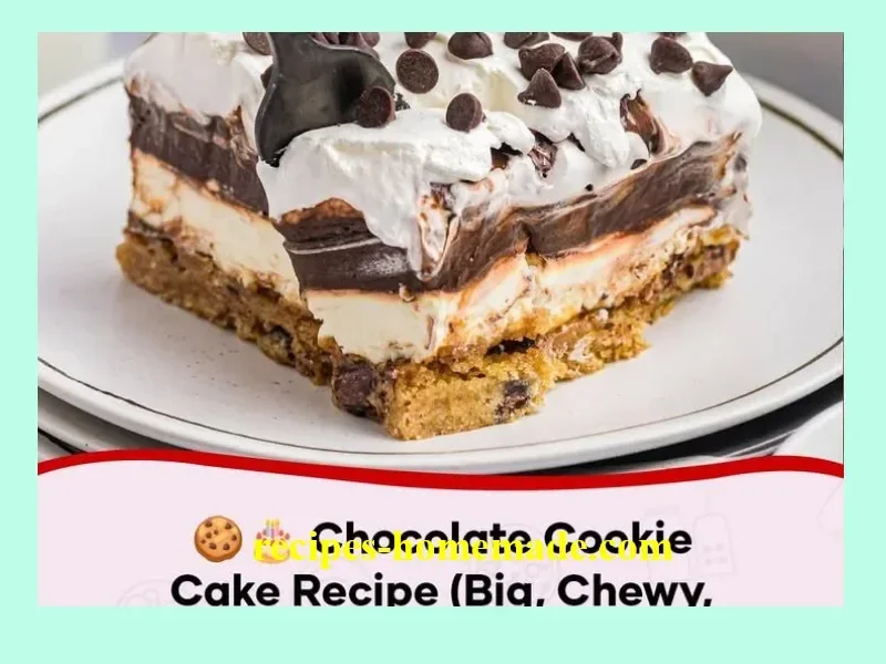 Decadent Chocolate Cookie Cake topped with chocolate chips and frosting