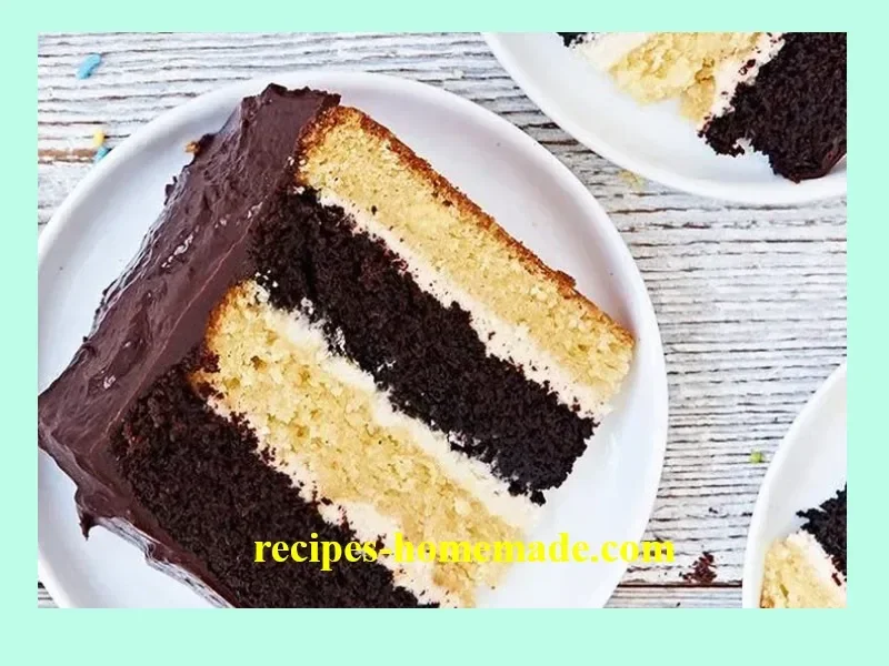Sliced Chocolate-Vanilla Marble Cake showcasing swirled layers