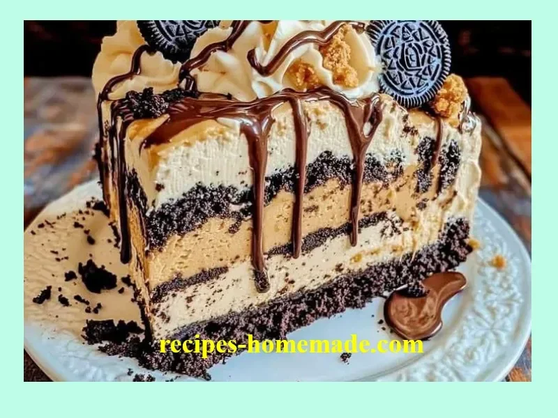 Delicious Peanut Butter Oreo Cake with crunchy chocolate layers